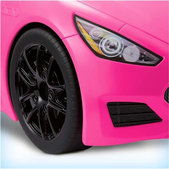 Barbie Toy Car, NEW Pink 2-Seater Convertible Seatbelts and Rolling Wheels - Picture 4 of 6